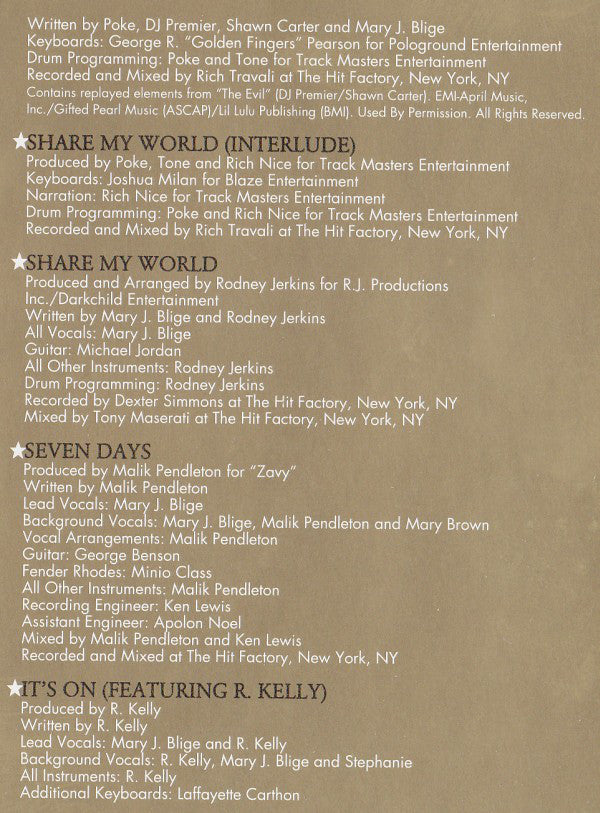 Mary J. Blige : Share My World (CD, Album)