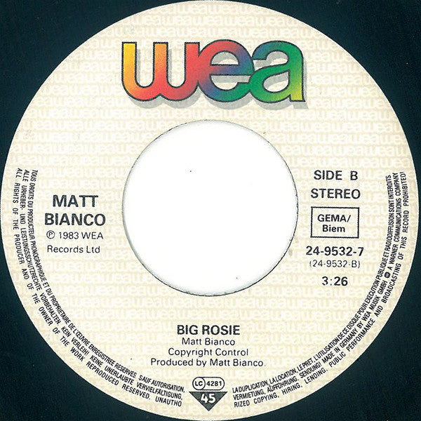Matt Bianco : Get Out Of Your Lazy Bed (7", Single, Top)