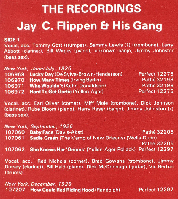 Jay C. Flippen : Jay C. Flippen & His Gang 1926-27 (LP, Comp)
