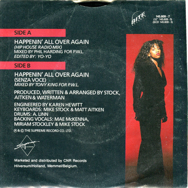Lonnie Gordon : Happenin' All Over Again (7", Single)
