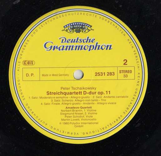 Amadeus-Quartett, Giuseppe Verdi, Pyotr Ilyich Tchaikovsky : Streichquartette = String Quartets (LP)