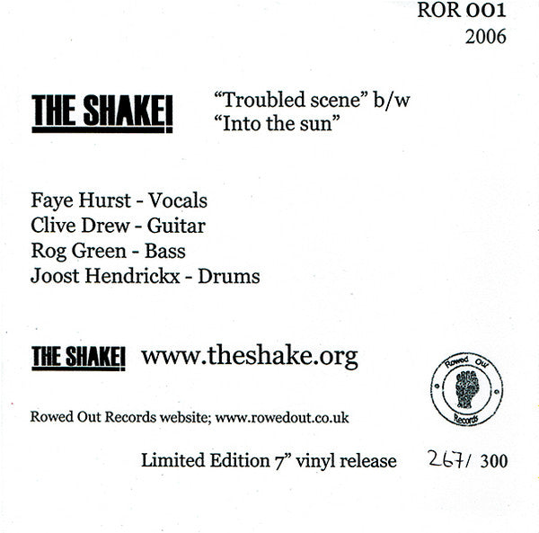 The Shake! : Troubled Scene / Into The Sun (7", Single, Ltd, Num)
