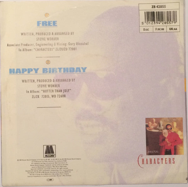 Stevie Wonder : Free (7", Single)