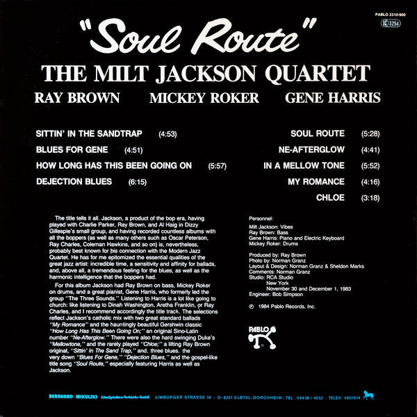 The Milt Jackson Quartet : Soul Route (LP)
