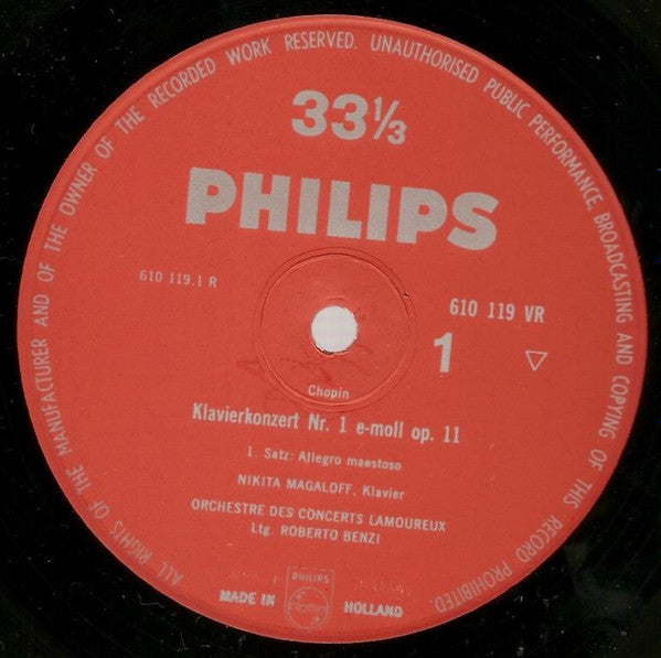 Frédéric Chopin, Nikita Magaloff, Orchestre Des Concerts Lamoureux, Roberto Benzi : Klavierkonzert Nr. 1 (10", Mono)