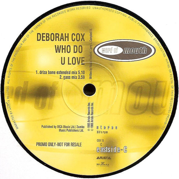 Deborah Cox : Who Do U Love (Remixes) (2x12", Maxi, Promo)