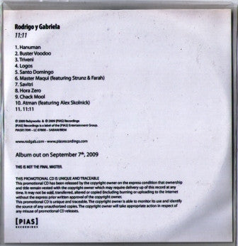 Rodrigo Y Gabriela : 11:11 (CDr, Album, Promo)