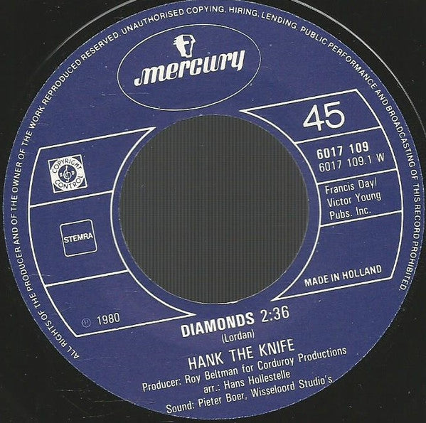 Hank The Knife : Diamonds (7", Single)