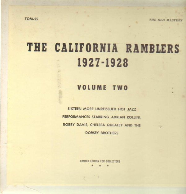 California Ramblers : Volume Two 1927-1928 (LP, Comp, Ltd, Gre)