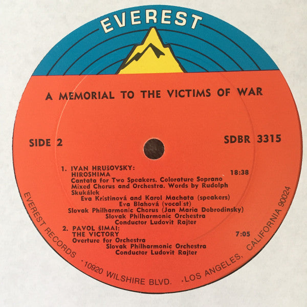 Peter Kolman, Ilja Zeljenka, Ivan Hrušovský, Pavol Šimai : A Memorial To The Victims Of War (LP, Ste)