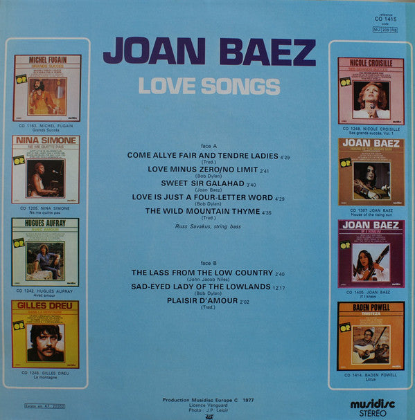 Joan Baez : Love Songs (LP, Comp, RE)