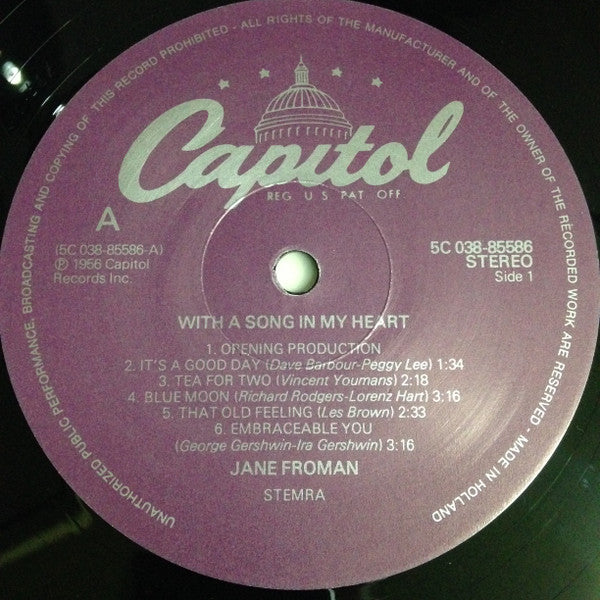 Jane Froman : With A Song In My Heart...  (LP, Album, Mono, RE)