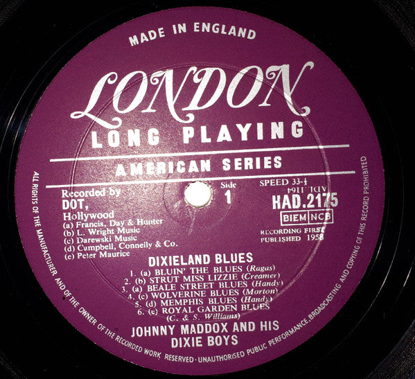 Johnny Maddox And His Dixie Boys : Dixieland Blues (LP, Mono)
