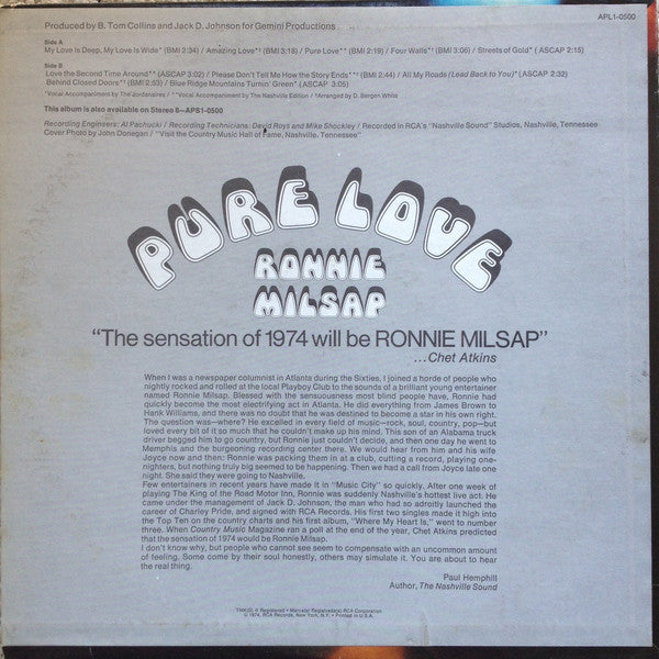 Ronnie Milsap : Pure Love (LP, Album)