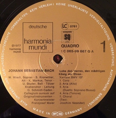 J.S. Bach* : Kantaten (LP, Album, Quad, gat)