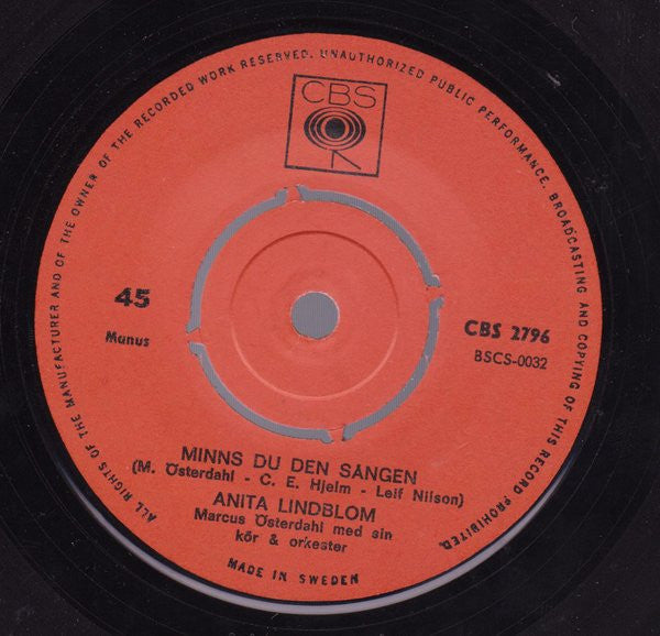 Anita Lindblom : Spanska Ögon  (7", Single)