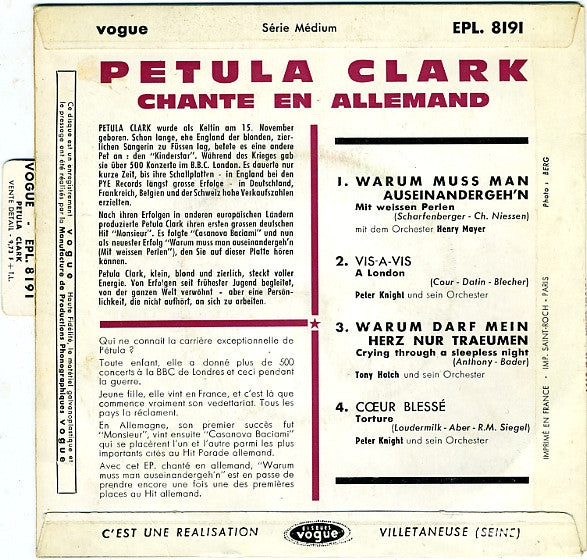 Petula Clark : En Allemand (7", EP)