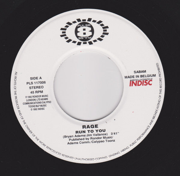 Rage : Run To You (7", Single)
