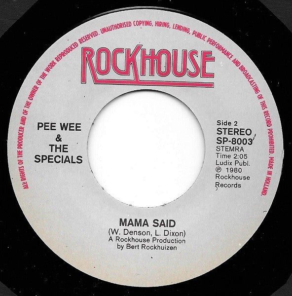 Pee Wee & The Specials : I Knew From The Start (7", Single)