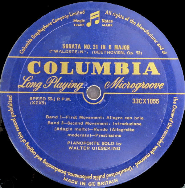 Ludwig van Beethoven - Walter Gieseking : 'Waldstein' Sonata And 'Appassionata' Sonata (LP, Mono)