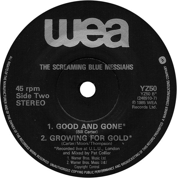 The Screaming Blue Messiahs : Twin Cadillac Valentine (7", Single)