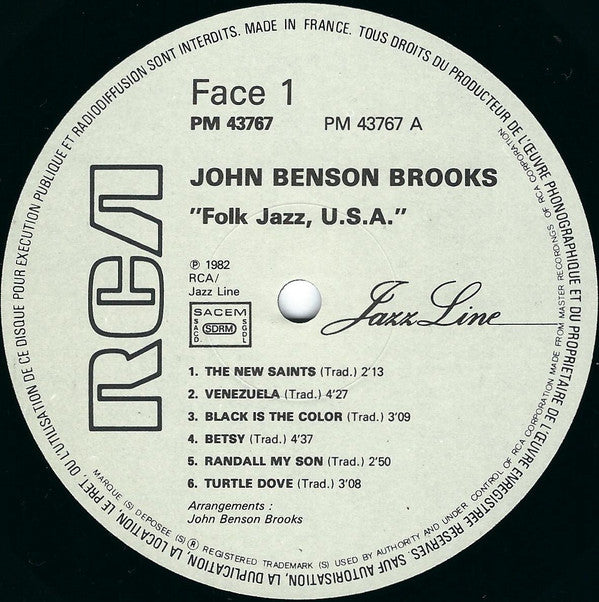John Benson Brooks : Folk Jazz, U.S.A. (LP, Album, RE)