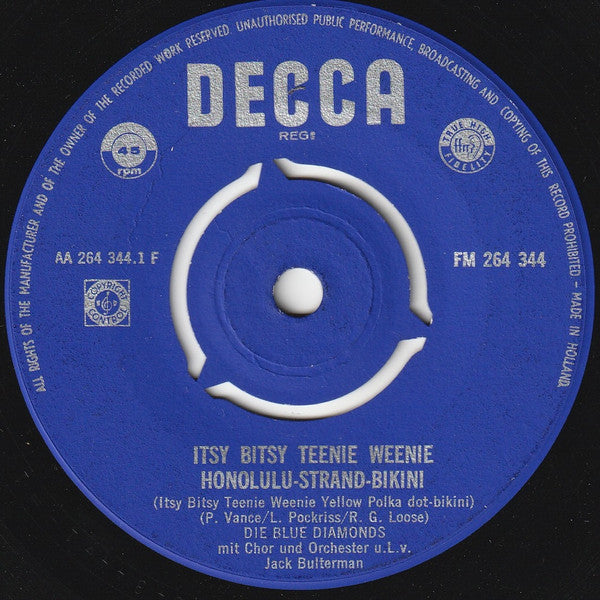 The Blue Diamonds : Itsy Bitsy Teenie Weenie Honolulu-Strand-Bikini (7", Single)