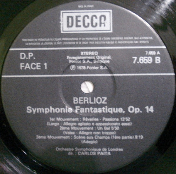 Hector Berlioz - London Symphony Orchestra, Carlos Païta : La "Fantastique" (LP, Gat)