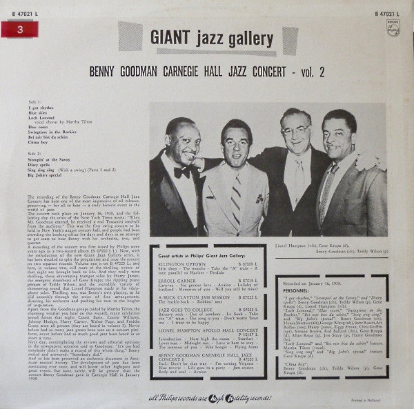 Benny Goodman : Carnegie Hall Jazz Concert 2 (LP, Album, Mono)