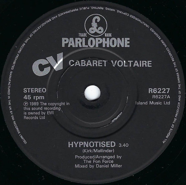 Cabaret Voltaire : Hypnotised (7", Single, Ltd)