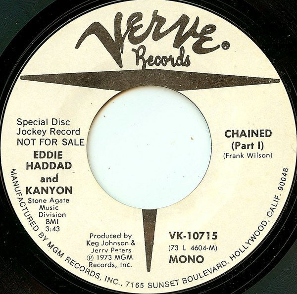 Eddie Haddad And Kanyon (3) : Chained (7", Mono, Promo, Styrene)