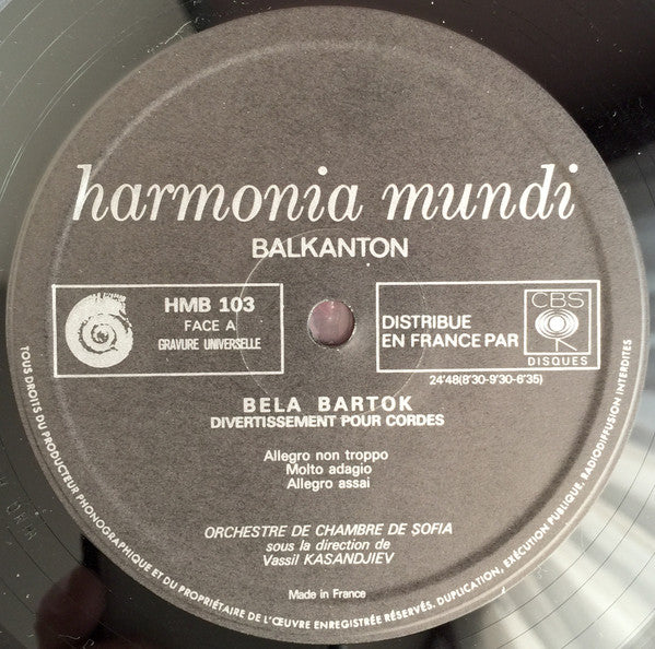 Béla Bartók : Divertimento; Cinq Chants; Douze Miniatures (LP, Gat)