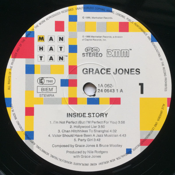 Grace Jones : Inside Story (LP, Album, DMM)