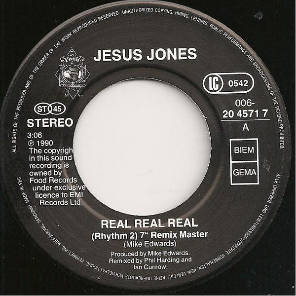 Jesus Jones : Real Real Real (7", Single)