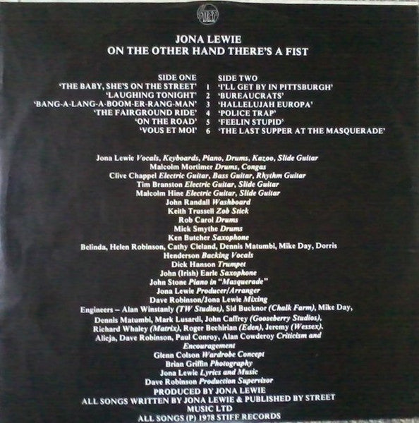 Jona Lewie : On The Other Hand There's A Fist (LP, Album)