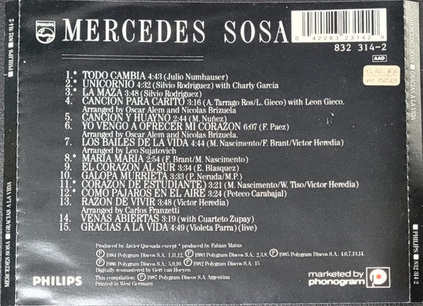 Mercedes Sosa : Gracias A La Vida (CD, Comp, RM)