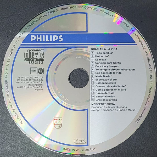 Mercedes Sosa : Gracias A La Vida (CD, Comp, RM)