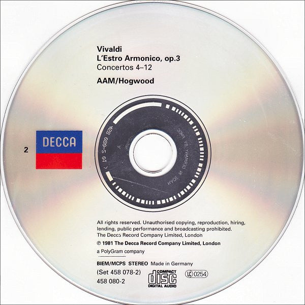 Antonio Vivaldi, The Academy Of Ancient Music, Christopher Hogwood : L'Estro Armonico / 6 Flute Concertos, Op.10 (2xCD, Comp)