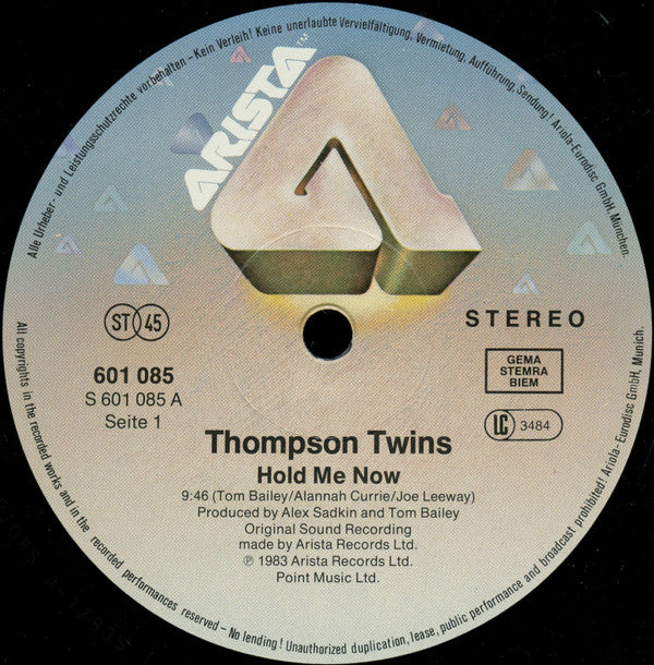 Thompson Twins : Hold Me Now (12", Maxi)