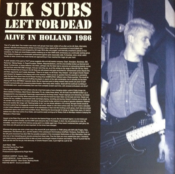 UK Subs : Left For Dead: Alive In Holland 1986 (2xLP, RE, Blu)