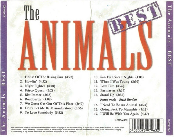 The Animals : Best (CD, Comp, Unofficial)