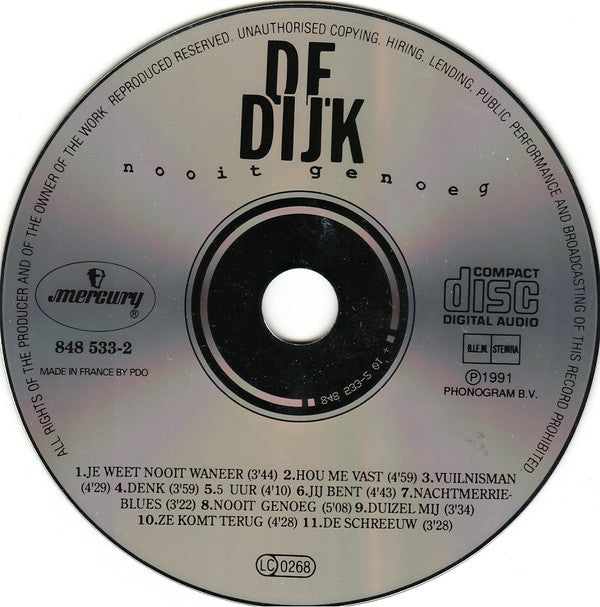 De Dijk : Nooit Genoeg (CD, Album)