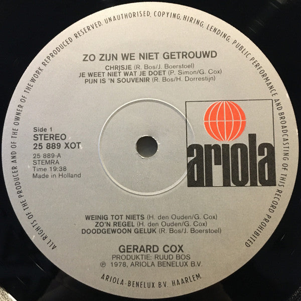 Gerard Cox : Zo Zijn We Niet Getrouwd (LP, Album)