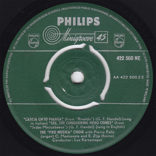 Johann Sebastian Bach / Georg Friedrich Händel - Pro Musica Bussum / Conductor: Lex Karsemeijer : Jesu, Joy Of Men's Desiring (7", EP)