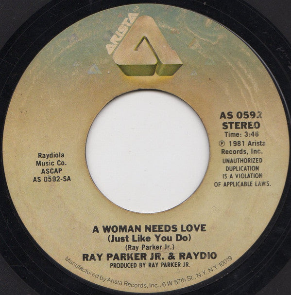 Raydio : A Woman Needs Love (Just Like You Do) (7", Single, Styrene, Ter)