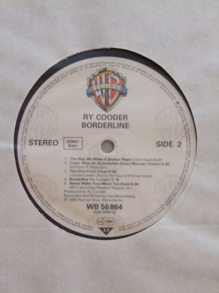 Ry Cooder : Borderline (LP, Album, RE)