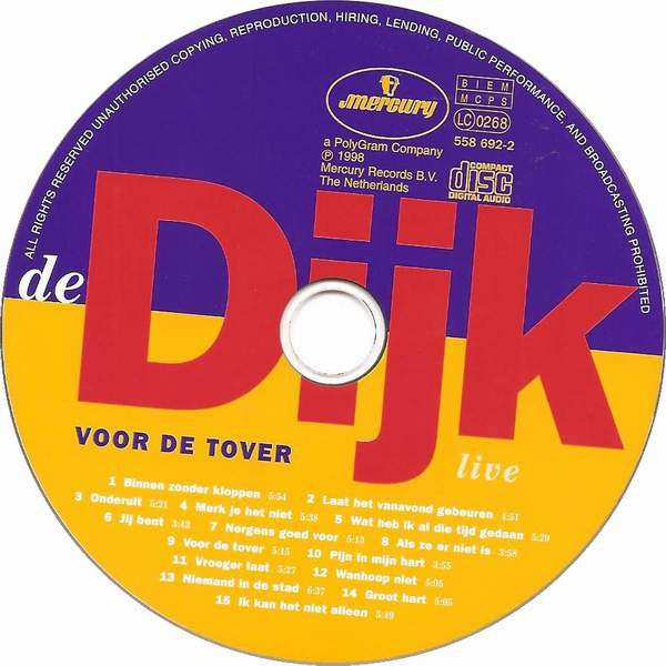 De Dijk : Voor De Tover (CD, Album, RE, Uni)