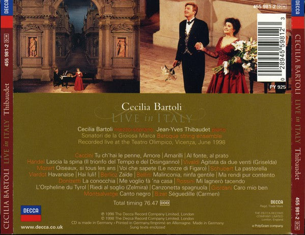 Cecilia Bartoli, Jean-Yves Thibaudet, Sonatori De La Gioiosa Marca : Live In Italy (CD)