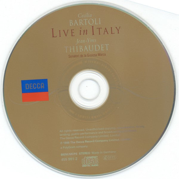 Cecilia Bartoli, Jean-Yves Thibaudet, Sonatori De La Gioiosa Marca : Live In Italy (CD)