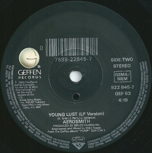 Aerosmith : Love In An Elevator (7", Single, Sma)